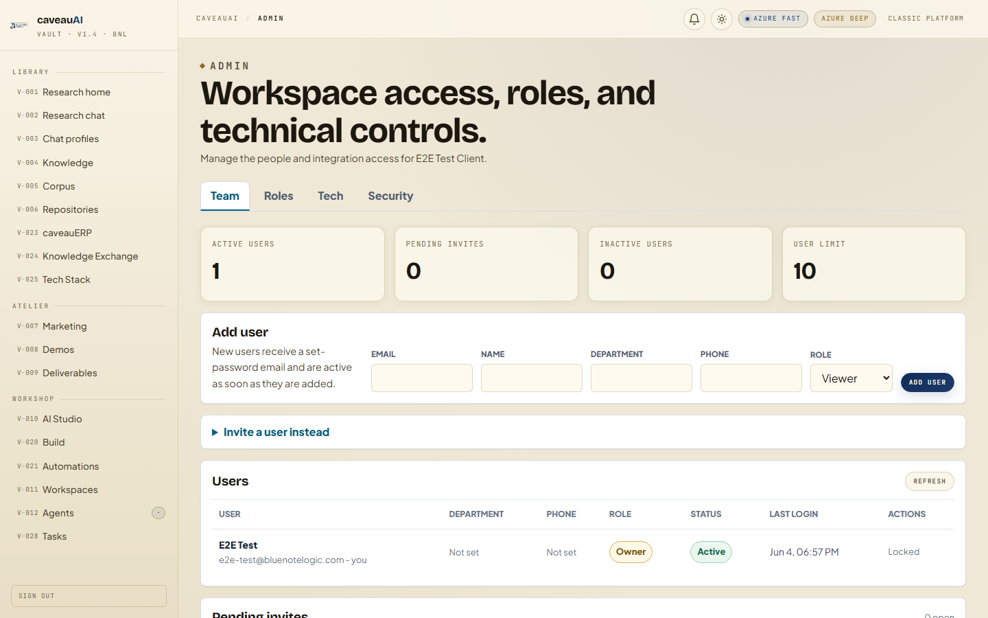 Admin app screenshot